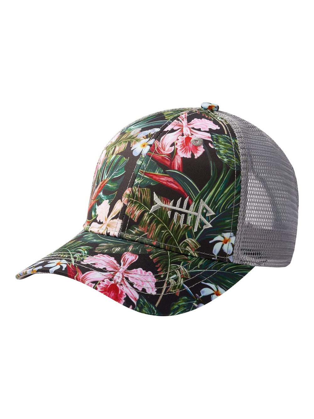 Altimate Fishing Hat Mesh Back for Men Women | Black, Tropical Flower | Size OS